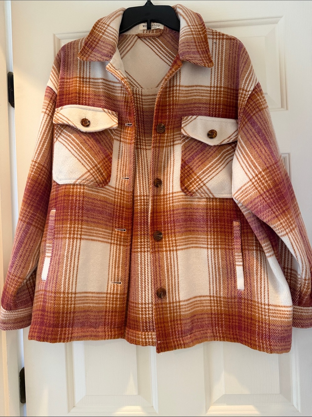 Workshop Republic Clothing Rust & Cream Plaid Shacket